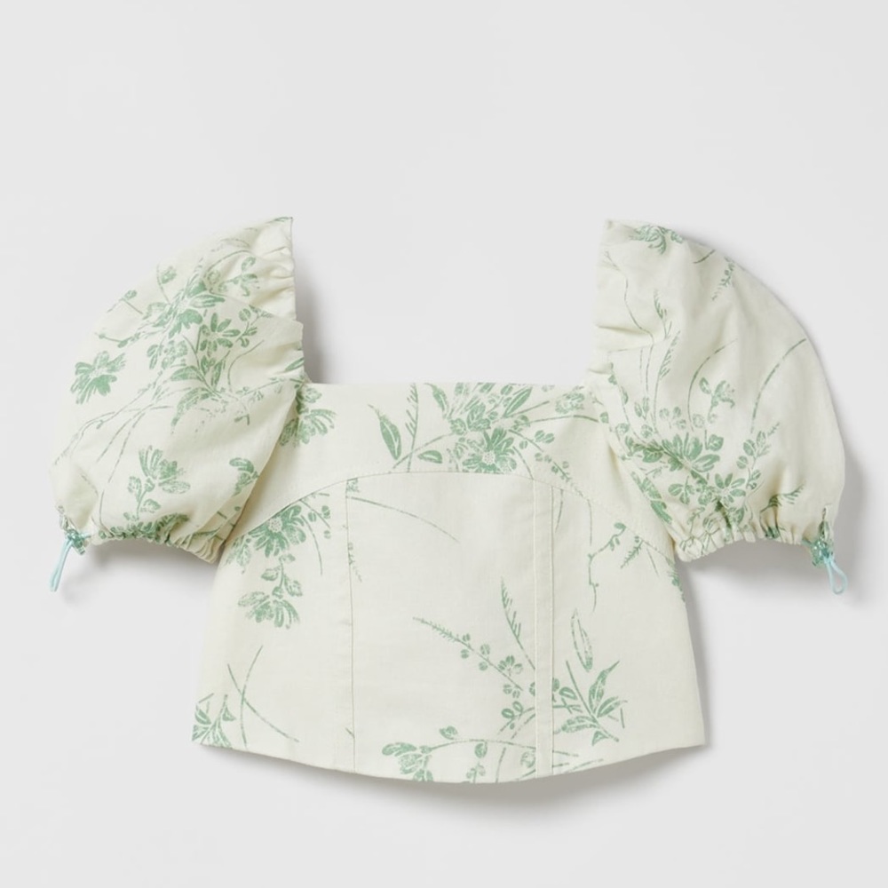 Floral linen blend top